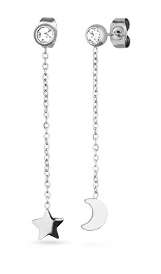 Vuch - Dlouhé asymetrické ocelové naušnice Infinity Silver