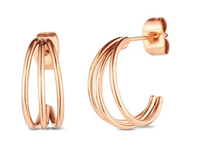 Vuch - Elegantní kruhové náušnice z pozlacené oceli Elegy Rose Gold