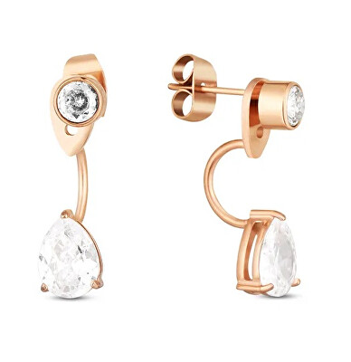 Vuch - Elegantní pozlacené náušnice 2v1 s kubickými zirkony Ally Rose Gold