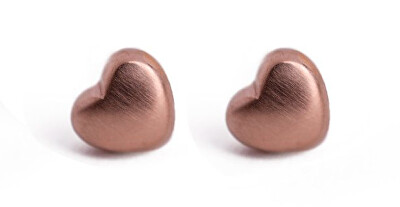 Vuch - Jemné bronzové náušnice srdíčka Rose Gold Sparkle