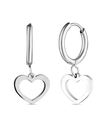 Vuch - Srdíčkové kruhové náušnice z oceli Glimmer Silver
