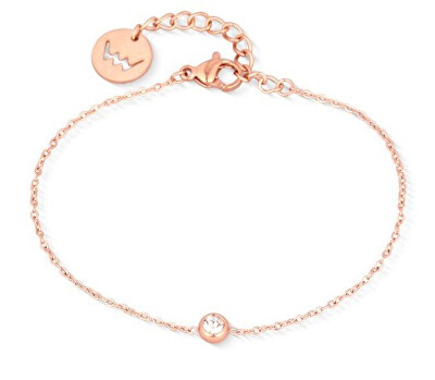 Vuch - Minimalistický bronzový náramek s čirým krystalem Gem Rose Gold