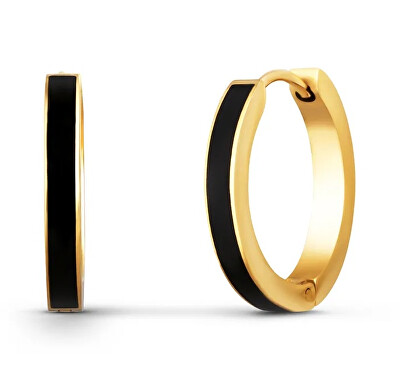 Vuch - Pozlacené kruhové náušnice Gold Black Sara