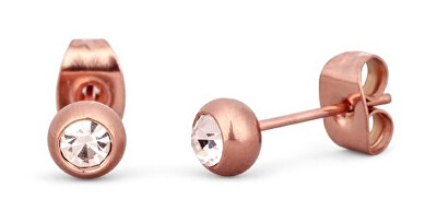 Vuch - Půvabné bronzové náušnice s krystalem Gem Rose Gold