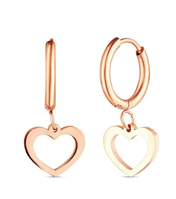 Vuch - Srdíčkové kruhové náušnice z pozlacené oceli Glimmer Rose Gold