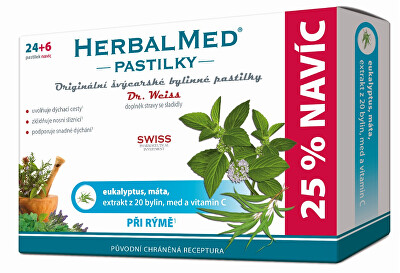 Simply You - HerbalMed pastilky Dr. Weiss při rýmě 24 pastilek + 6 pastilek ZDARMA