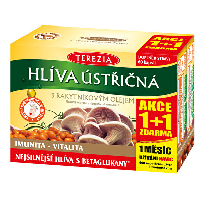 Terezia Company - Hlíva ústřičná se 100% rakytníkovým olejem 60 kapslí + 60 kapslí ZDARMA
