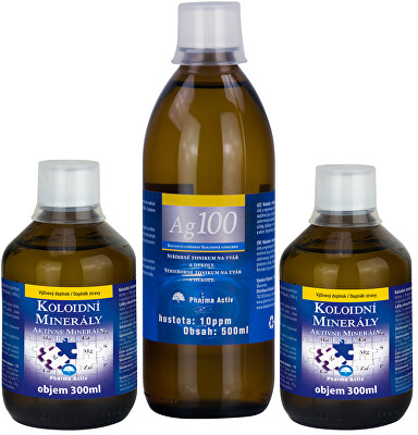 Pharma Activ - Koloidní minerály 2x 300 ml + Koloidní stříbro Ag100 (10ppm) 500 ml ZDARMA