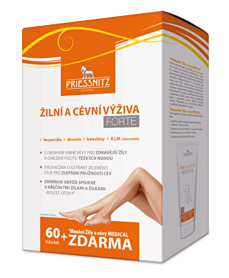 Simply You - Priessnitz Žilní a cévní výživa Forte 60 tob. + PRIESSNITZ® Žíly a cévy Medical 125 ml ZDARMA