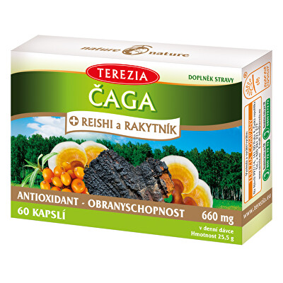Terezia Company - Čaga + reishi a rakytník 60 kapslí