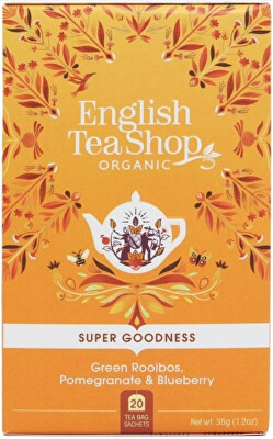 English Tea Shop - Zelený Rooibos, granátové jablko a čučoriedka BIO 20 sáčkov