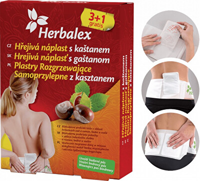 Herbamedicus - Hřejivé náplasti s kaštanem 3+1 gratis + bederní pás