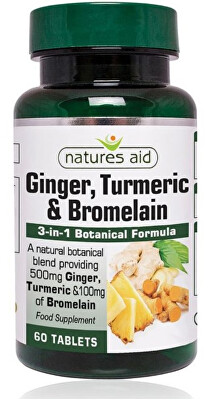 Natures Aid - Zázvor kurkuma a bromelain 60 tablet - podpora imunity
