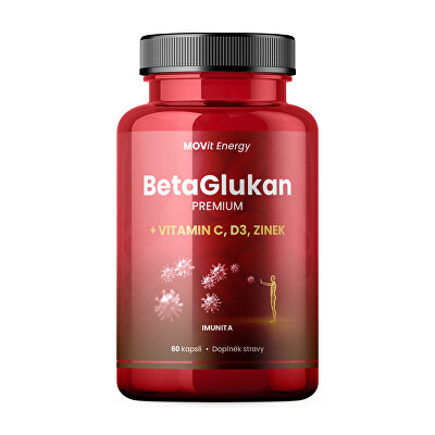 MOVit Energy - BetaGlukan 350 mg + Vitamin C, D3, Zinek Premium 60 kapslí