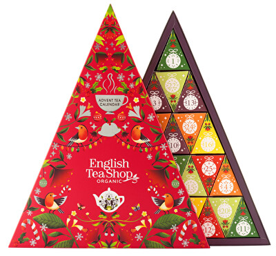 English Tea Shop - Adventní kalendář Červený trojúhelník 25 pyramidek BIO