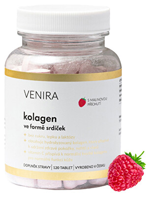 Venira - Kolagen ve formě srdíček s příchutí maliny 120 kapslí