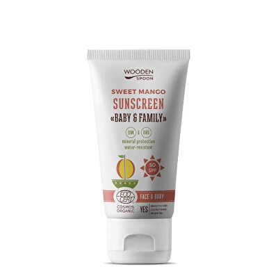 WoodenSpoon - Opalovací tělové mléko Mango Baby & Family SPF 50 (Sun Lotion) 150 ml