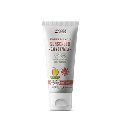 WoodenSpoon - Opalovací tělové mléko Mango Baby & Family SPF 50 (Tanning Body Lotion) 100 ml