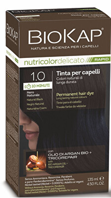 Biokap - BIOKAP DELICATO RAPID barva na vlasy - 1.0  Přírodní černá 135 ml