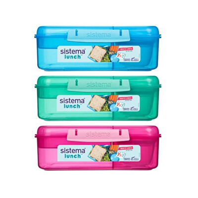 Sistema - 3komorová krabička s nádobou na jogurt a tácky 1,65 l Mix
