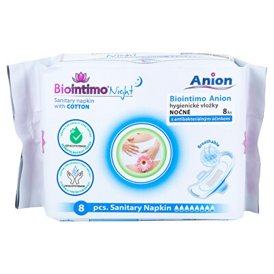 Biointimo - Hygienické vložky Anion noční s křidélky 8 kusů