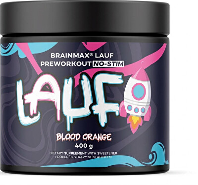 BrainMax - Lauf® Preworkout bez kofeínu - Červený pomaranč 400 g