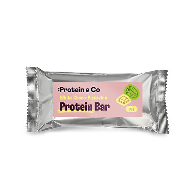 Protein a Co - Proteínová tyčinka s bielou polevou a pistáciovou náplňou 30 g