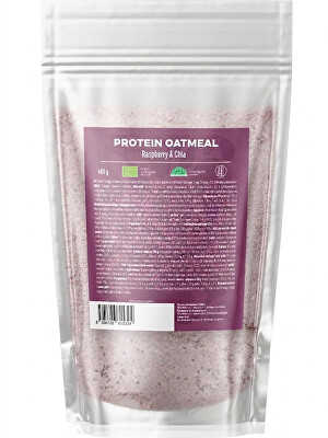 BrainMax Pure - Proteínová ovsená kaša malinová s chia BIO 480 g
