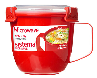 Sistema - Microwave Hrnek na polévku - Červený 565 ml