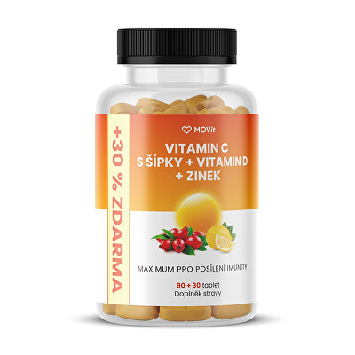 MOVit Energy - Vitamín C 1200 mg s šípky + Vitamin D + Zinek Premium 120 tablet