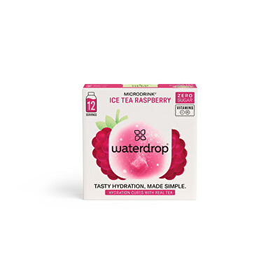 Waterdrop - Microdrink – Šumivá kostka Ice tea s raspberry 12 kusů