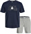 Set da uomo - t-shirt e pantaloncini JACULA Standard Fit 12255000 Navy Blazer