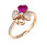 Rózsaszín aranyozott ezüst gyűrű cirkónium kővel Love RQURR