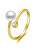 Anello aperto placcato oro con perla vera e zircone AGG469P-G