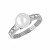 Pôvabný prsteň z bieleho zlata s kryštálmi a pravou perlou 225 001 00237 07