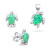 Hravý stříbrný set šperků s opály Želva SET235WG (náušnice, přívěsek)