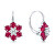 Játékos ezüst fülbevalók vörös cirkónium kövekkel Virágok EA307WR