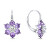 Gyengéd  ezüst fülbevaló lila cirkónium kövekkel Virágok EA307WAM