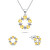 Set bicolor delicat de bijuterii cu zirconi SET239WY (cercei, colier)