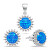 Půvabný set šperků s modrými opály SET254WB (náušnice, přívěsek)