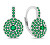 Csillogó ezüst fülbevalók zöld cirkónium kővel EA254W
