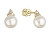 Něžné zlaté náušnice se zirkony a pravými perlami 91PZ00025