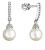 Reizvolle baumelnde Ohrringe aus Weißgold mit echten Perlen 81P00021