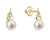 Bájos arany fülbevaló folyami gyöngyökkel és gyémántokkal 91PB00059