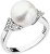 Stříbrný prsten s bílou říční perlou a zirkony 25002.1