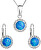 Set di gioielli scintillanti con cristalli Preciosa 39160.1 opale blu (orecchini, catena, pendente)