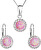 Glitzerndes Schmuckset mit Kristallen Preciosa 39160.1 & light rose s.Opal (Ohrringe, Halskette, Anhänger)