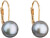 Goldene hängende Ohrringe mit echten Perlen 921009.3 grau