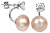Ezüst fülbevaló lazac színű igazgyöngykel és kristállyal 2 az 1-ben JL0216