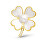 Perlvergoldete Brosche 2in1 vierblättriges Kleeblatt mit Kristallen und Perlmutt JL0839